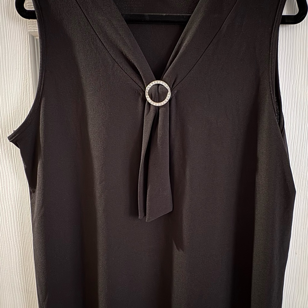 Scarlett Black Sleeveless Blouse with Silver Accent